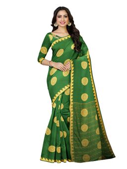 Mimosa - Green Floral Embellished Saree With Unstitched Blouse