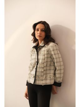 APARA - Checks Olivia Beige Fray Jacket