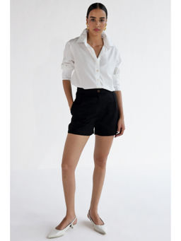 Botnia - Bold Black Cotton Linen Shorts