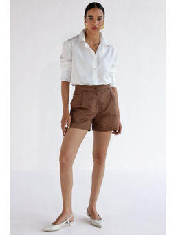 Botnia - Brown Cotton Linen Shorts