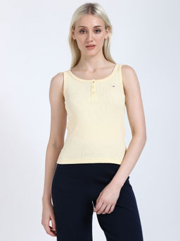 Tommy Hilfiger - Yellow Slim-Fit Cotton Round Neck Tank Top