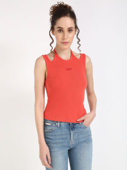 Tommy Hilfiger - Womens Orange Solid Top