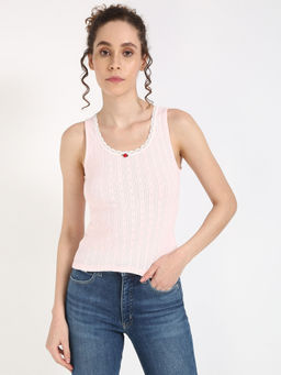 Tommy Hilfiger - Pink Slim-Fit Cotton Tank Top