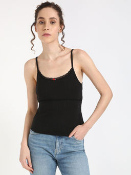 Tommy Hilfiger - Black Slim-Fit Cotton Straps Neck Camisole