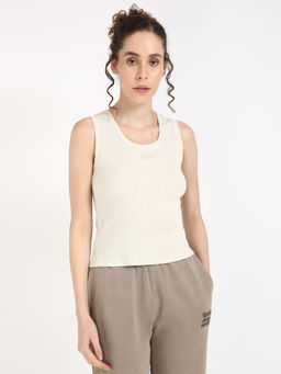 Tommy Hilfiger - Womens Beige Solid Tank Top