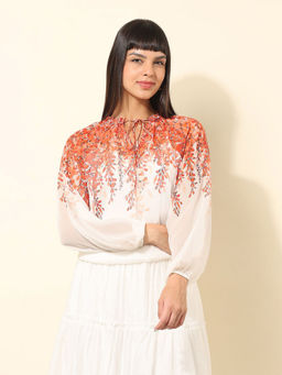 U.S. POLO ASSN. - Orange Floral Printed Top