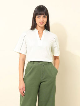 U.S. POLO ASSN. - White Regular Fit Solid Top