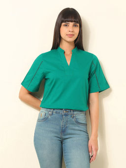 U.S. POLO ASSN. - Green Regular Fit Solid Top