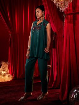 House of Fett - Jade Green Solid Straight Fit Pants