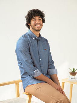 Andamen - Regular Fit Cerulean Indigo Casual Shirt