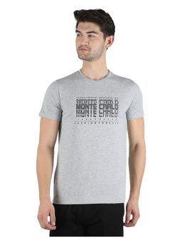 Monte Carlo - Men Grey Cotton Half Sleeve Printed T-shirt