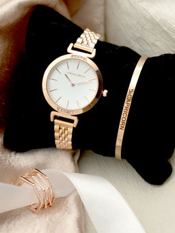 Joker and Witch - Joker & Witch White Stainless Steel Watch and Bracelet With Ring (Set of 3)