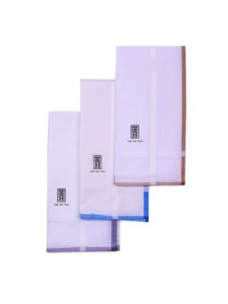 The Tie Hub - Light Border Set 100% Cotton Handkerchiefs - 18 x 18 inches (Pack of 3)