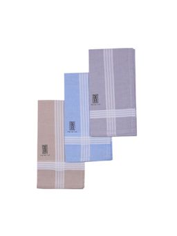 The Tie Hub - Stripes Border Set 100% Cotton Handkerchiefs - 18 x 18 inches (Pack of 3)