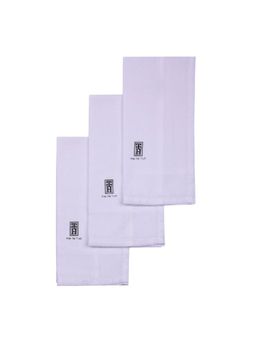 The Tie Hub - Milky White 100% Cotton Handkerchief with Subtle Stripes - 18 x 18 Inches (Pack of 3)
