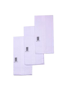 The Tie Hub - Milky White 100% Cotton Handkerchief with Subtle Stripes - 18 x 18 Inches (Pack of 3)