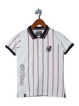 Monte Carlo - Boys Cotton Blend Stripes Grey Melange T-Shirt