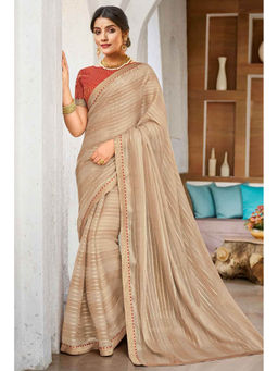 Laxmipati Sarees - Yellow Color Sparkle Chiffon Designer Printed Saree with Unstitched Blouse