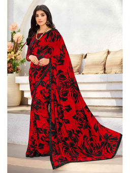 Laxmipati Sarees - Yellow Color Georgette Designer Printed Saree with Unstitched Blouse