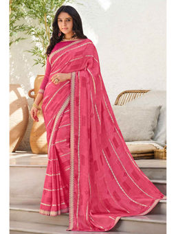 Laxmipati Sarees - Gajari Color Satin Silk Designer Printed Saree with Unstitched Blouse