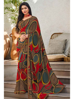 Laxmipati Sarees - Multi-Color Georgette Designer Printed Saree with Unstitched Blouse
