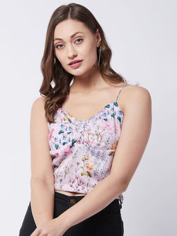 Magre - Multi Satin Printed Sweetheart Neck Top