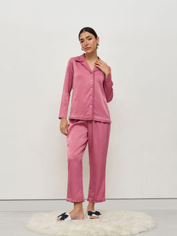 HOUSE OF S - Pink Satin Shirt and Pyjama (Set of 2)