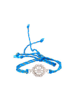 Estele - Rhodium Plated Lucky Star Rakhi with Austrian Crystals and Fancy Silk Thread