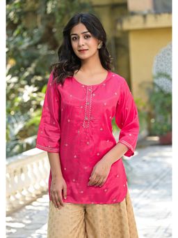 Juniper - Fuchsia Solid Shantoon Tunic with Sequins and Zari Work