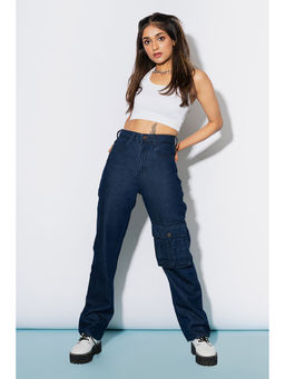 FREAKINS - Dark Blue Straight Utility Jeans