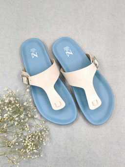 The Madras Trunk - Women Athena Flat Sandals Blue & White