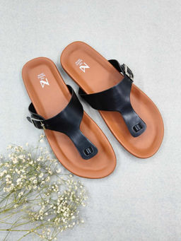 The Madras Trunk - Women Athena Flat Sandals Brown & Black