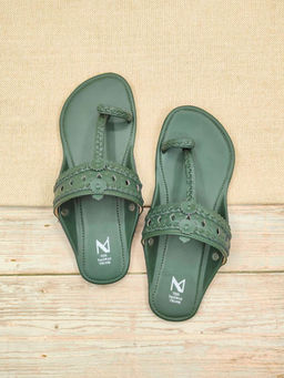 The Madras Trunk - Women Haiku Festive Flat Kolhapuri Dark Green