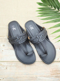 The Madras Trunk - Women Haiku Festive Flat Kolhapuri Dark Grey