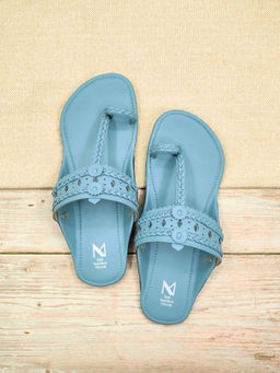 The Madras Trunk - Women Haiku Festive Flat Kolhapuri Light Blue