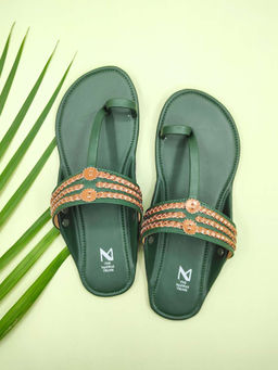 The Madras Trunk - Women Haiku Festive Flat Kolhapuri Green