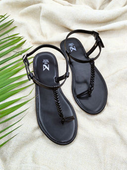 The Madras Trunk - Women Rosse Flat Sandals Black