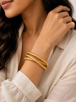 ABHUSHANAM - Women Gold 18K Gold Plating Alloy Braclet