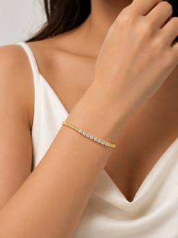 ABHUSHANAM - Women White 18K Gold Plating Alloy Braclet