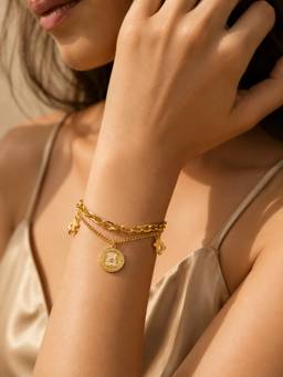 ABHUSHANAM - Women Gold 18K Gold Plating Alloy Braclet