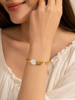 ABHUSHANAM - Women White 18K Gold Plating Alloy Braclet