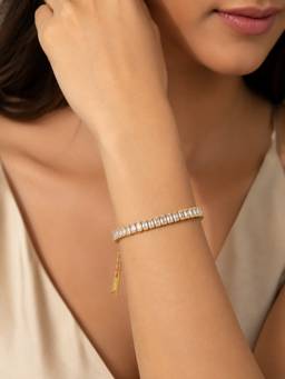 ABHUSHANAM - Women White 18K Gold Plating Alloy Braclet