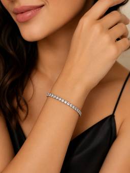 ABHUSHANAM - Women White 18K Gold Plating Alloy Braclet