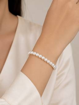 ABHUSHANAM - Women White 18K Gold Plating Alloy Braclet