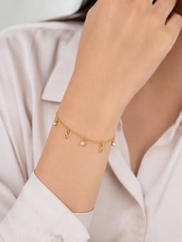 ABHUSHANAM - Women White 18K Gold Plating Alloy Braclet