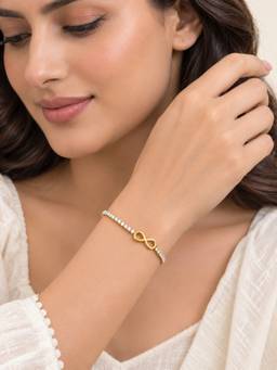 ABHUSHANAM - Women White 18K Gold Plating Alloy Braclet