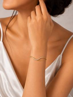 ABHUSHANAM - Women White 18K Gold Plating Alloy Braclet