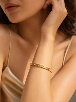 ABHUSHANAM - Women White 18K Gold Plating Alloy Braclet