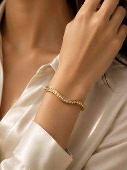 ABHUSHANAM - Women White 18K Gold Plating Alloy Braclet