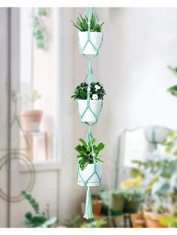 Homesake - Macrame Plant Hanger Cotton Triple Blue